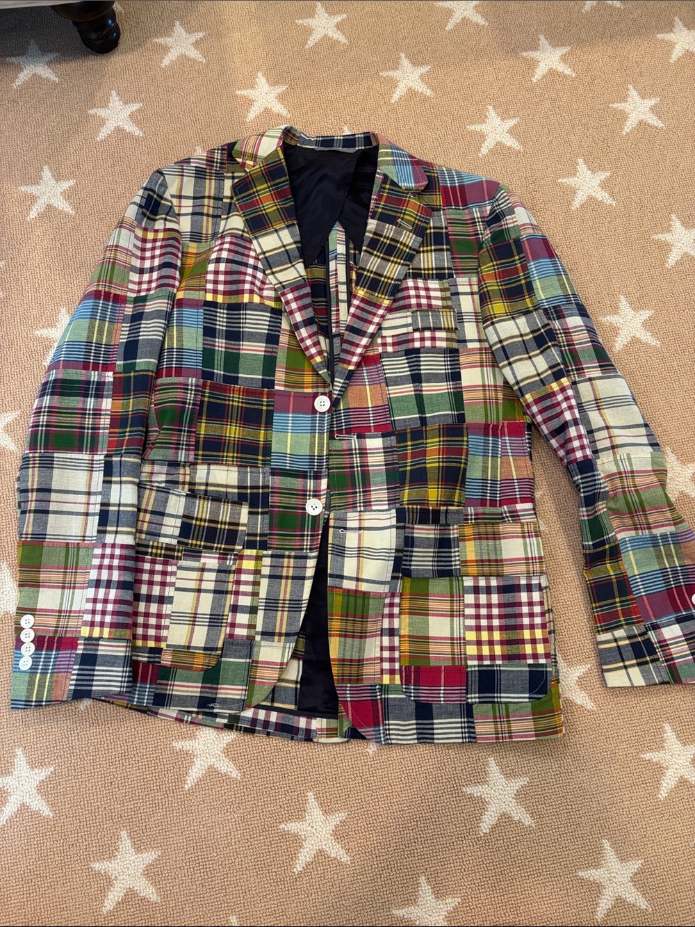 Men's Multicolor Patchwork Plaid Blazer HORSE RACING